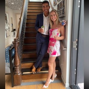 Rétrofete Size small silk mini dress pink marble